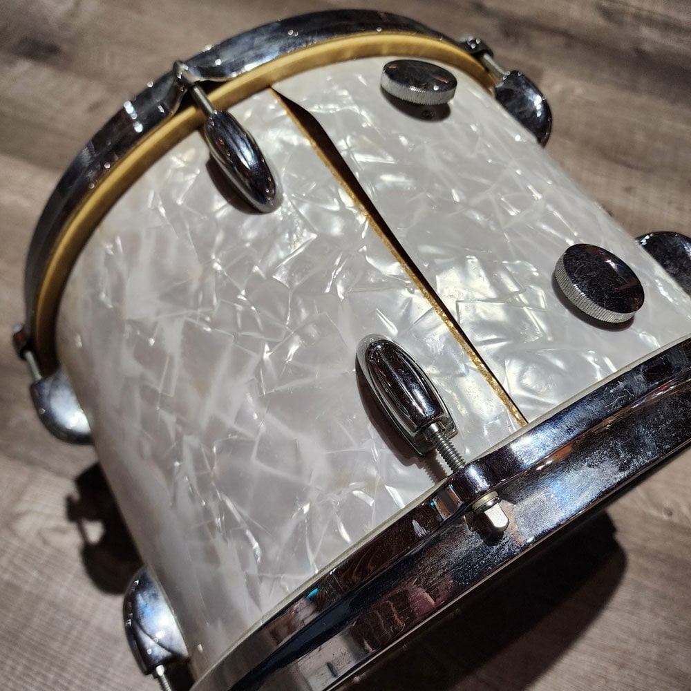 Used Vintage Gretsch Round Badge '60s 2pc Drum Set White Marine Pearl - Drum Center Of Portsmouth