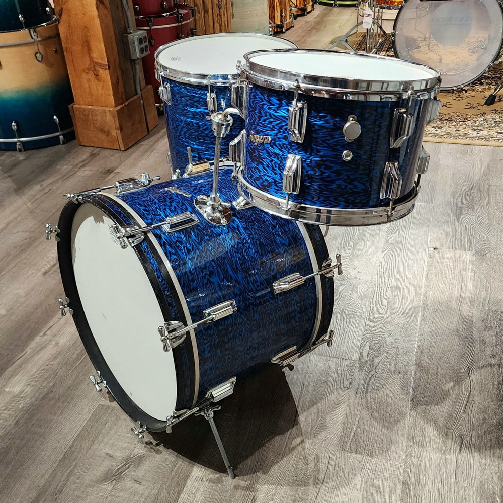 Used Vintage Rogers Holiday 3pc Drum Set Blue Onyx - Good - Drum Center Of Portsmouth