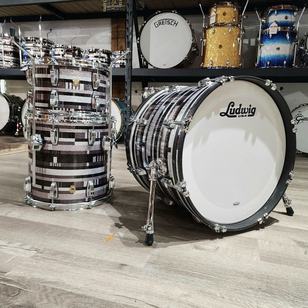 Used Ludwig Classic Maple 3pc Drum Set Digital Black Sparkle - Good - Drum Center Of Portsmouth
