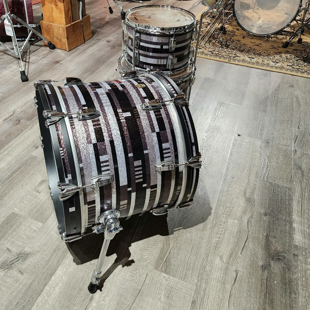 Used Ludwig Classic Maple 3pc Drum Set Digital Black Sparkle - Good - Drum Center Of Portsmouth