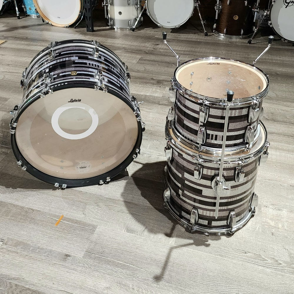 Used Ludwig Classic Maple 3pc Drum Set Digital Black Sparkle - Good - Drum Center Of Portsmouth