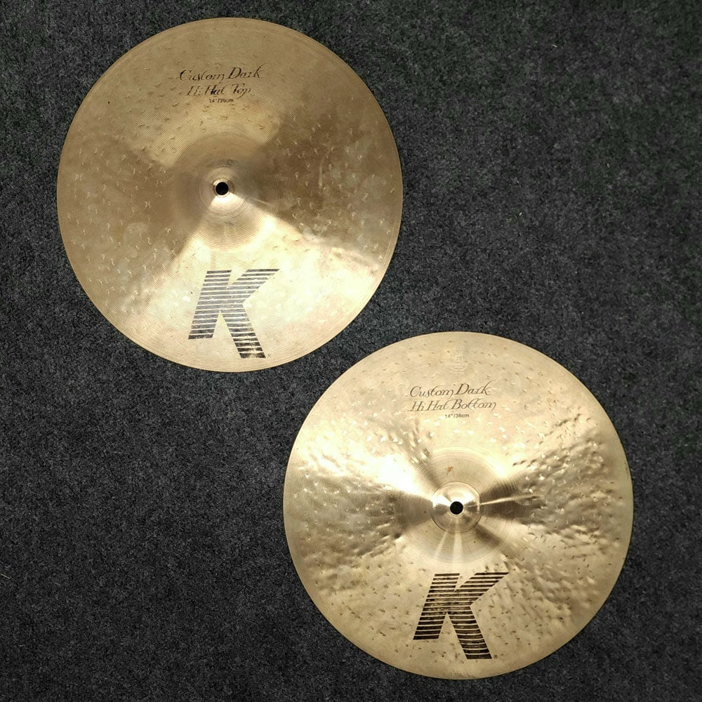 Used Zildjian K Custom Dark Hi Hat Cymbals 14" - Very Good - Drum Center Of Portsmouth