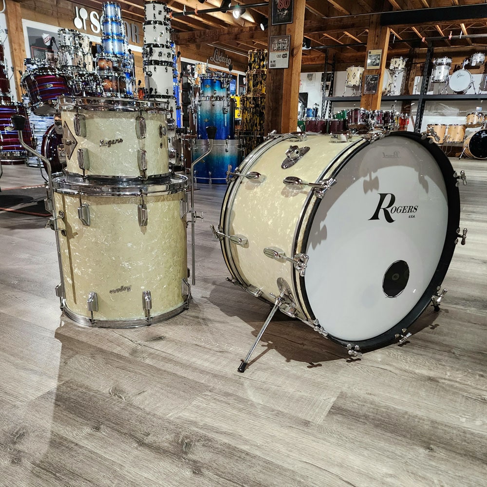 Used Vintage Rogers Holiday 3pc Drum Set White Marine Pearl - Good - Drum Center Of Portsmouth