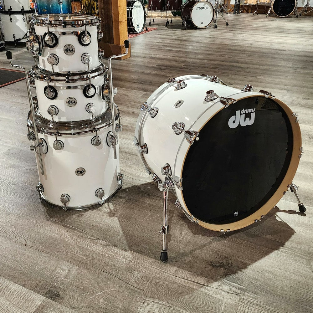 Used DW Collectors Pure Maple VLT 333 4pc Drum Set Gloss White Finish Ply - Excellent - Drum Center Of Portsmouth