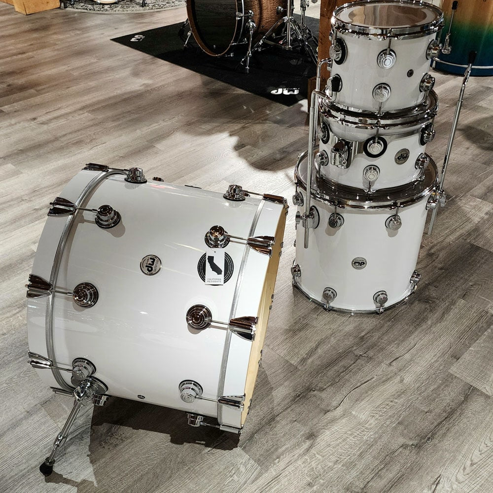 Used DW Collectors Pure Maple VLT 333 4pc Drum Set Gloss White Finish Ply - Excellent - Drum Center Of Portsmouth