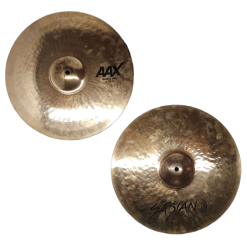 Used Sabian AAX Brilliant Medium Hi Hat Cymbals 15" - Very Good - Drum Center Of Portsmouth