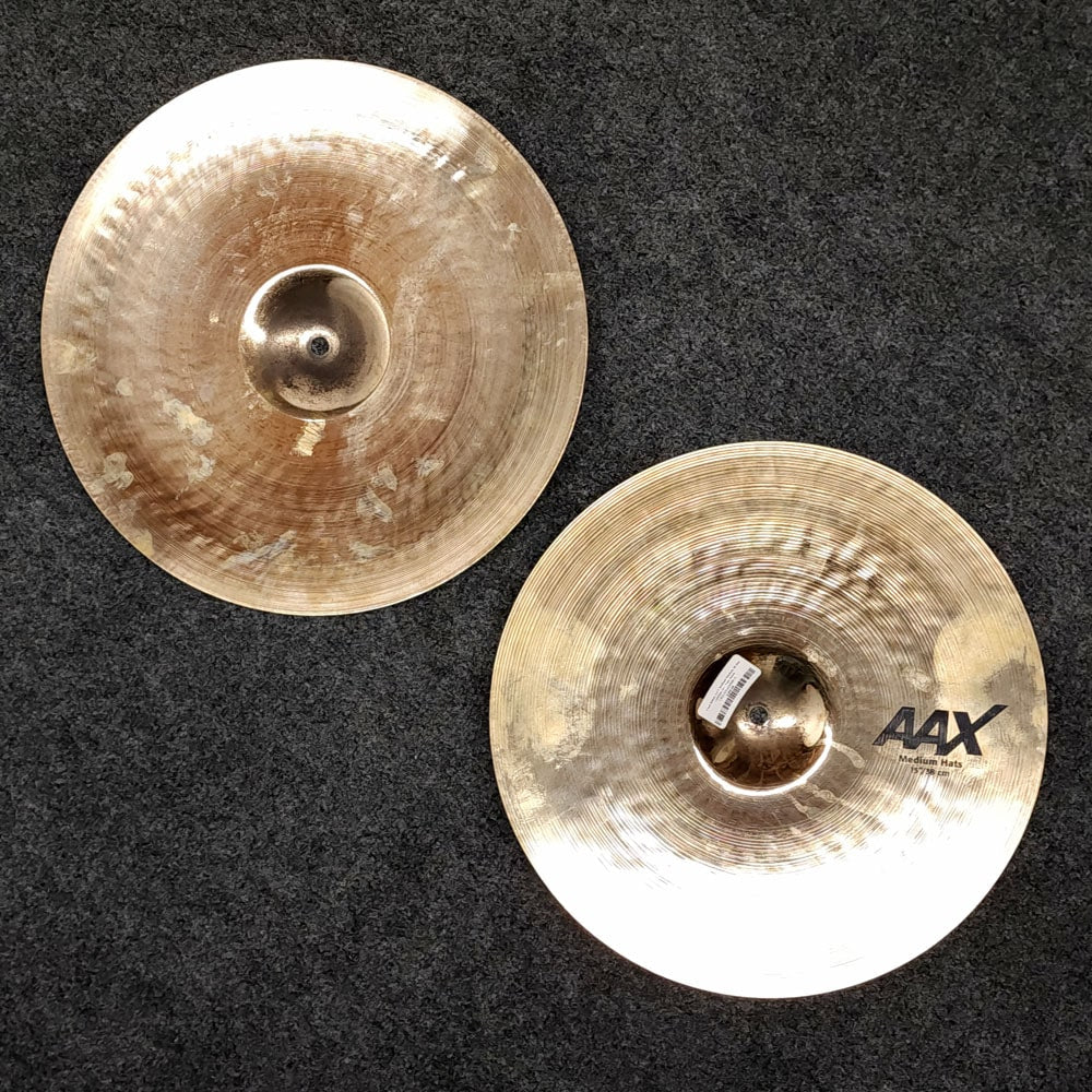 Used Sabian AAX Brilliant Medium Hi Hat Cymbals 15" - Very Good - Drum Center Of Portsmouth