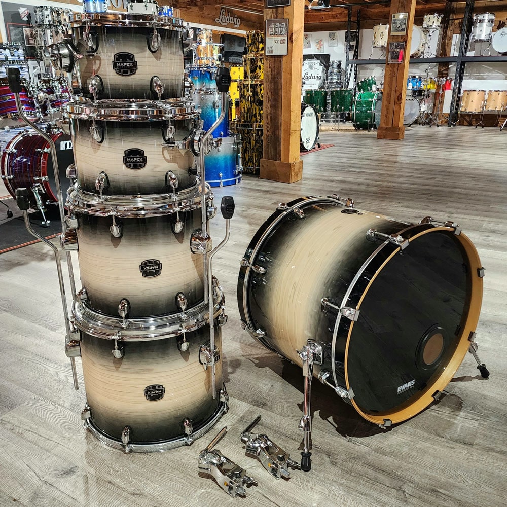 Used Mapex Armory Series 5pc Studioease Drum Set DCP Black Burst - Good - Drum Center Of Portsmouth