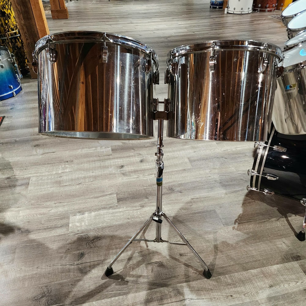 Used Vintage Ludwig 7pc Stainless Steel Drum Set w/Maple Bass Drum - Good - Drum Center Of Portsmouth
