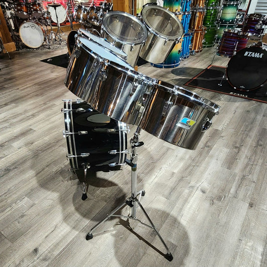 Used Vintage Ludwig 7pc Stainless Steel Drum Set w/Maple Bass Drum - Good - Drum Center Of Portsmouth