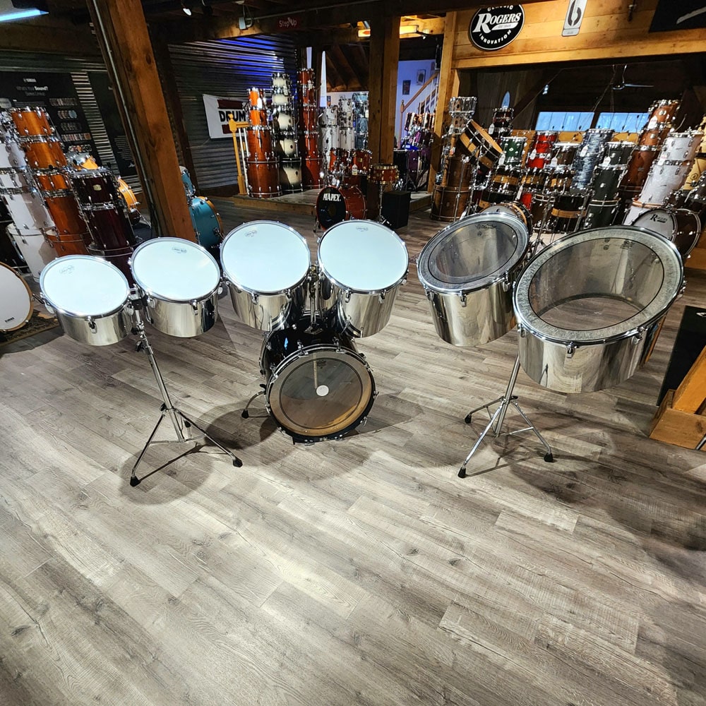 Used Vintage Ludwig 7pc Stainless Steel Drum Set w/Maple Bass Drum - Good - Drum Center Of Portsmouth