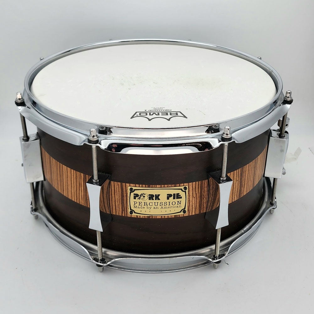 Used Pork Pie Exotic Rosewood Zebrawood Snare Drum 13x7 - Very Good - Drum Center Of Portsmouth