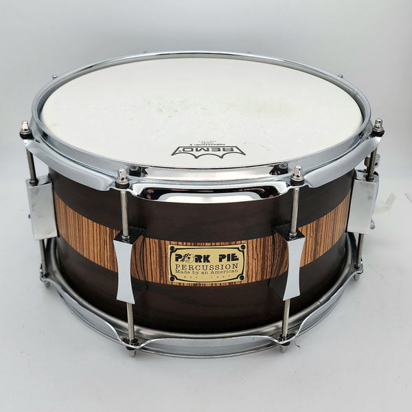 Used Pork Pie Exotic Rosewood Zebrawood Snare Drum 13x7 - Very Good