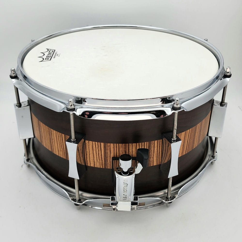 Used Pork Pie Exotic Rosewood Zebrawood Snare Drum 13x7 - Very Good - Drum Center Of Portsmouth