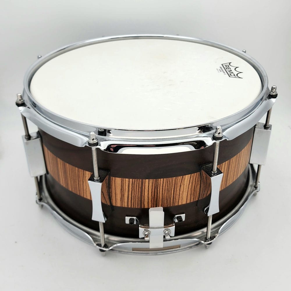 Used Pork Pie Exotic Rosewood Zebrawood Snare Drum 13x7 - Very Good - Drum Center Of Portsmouth