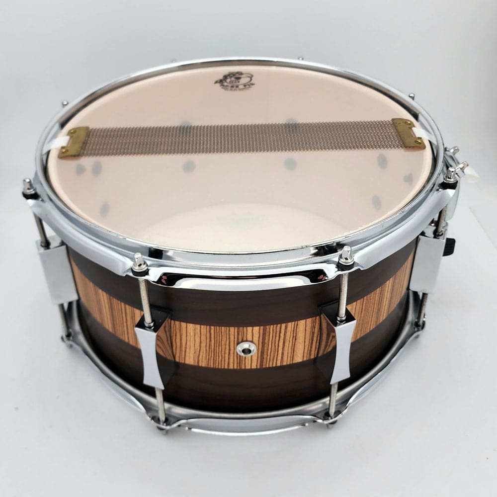Used Pork Pie Exotic Rosewood Zebrawood Snare Drum 13x7 - Very Good - Drum Center Of Portsmouth