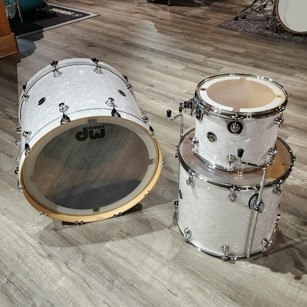 Used DW Performance Series 3pc Drum Set White Marine Pearl - Very Good - Drum Center Of Portsmouth