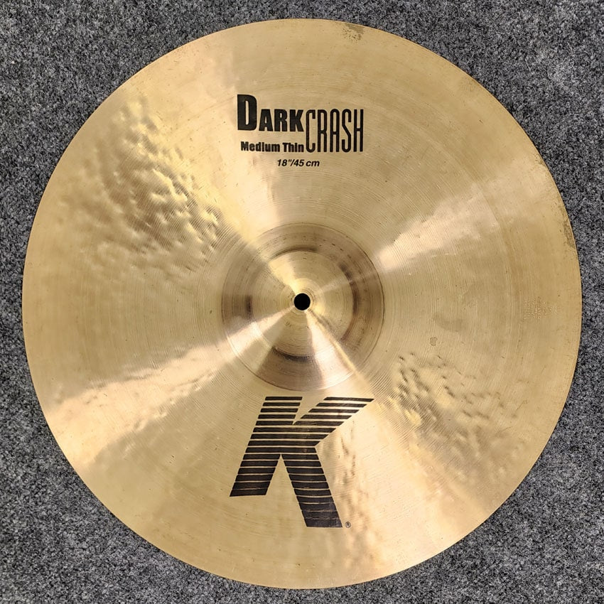 Used Zildjian K Medium Thin Dark Crash Cymbal 18" - Very Good - Drum Center Of Portsmouth