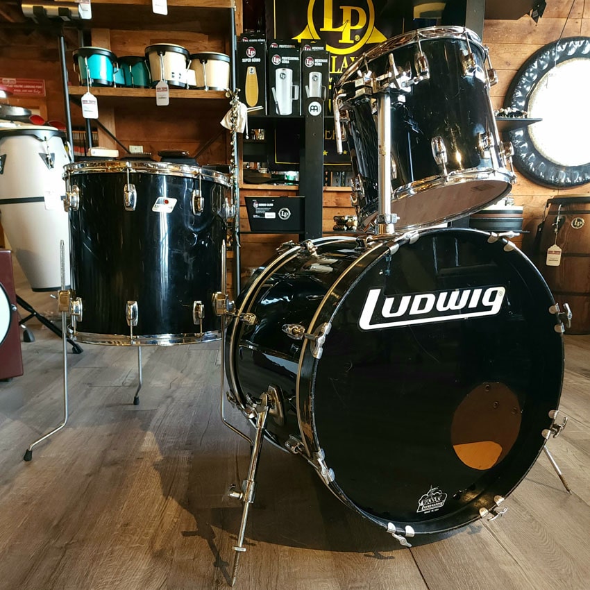 Used Ludwig Rocker 3pc Drum Set Black Wrap Finish - Fair - Drum Center Of Portsmouth