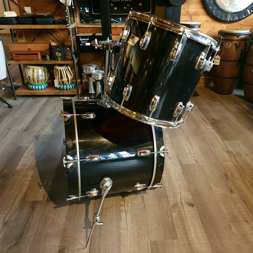 Used Ludwig Rocker 3pc Drum Set Black Wrap Finish - Fair - Drum Center Of Portsmouth