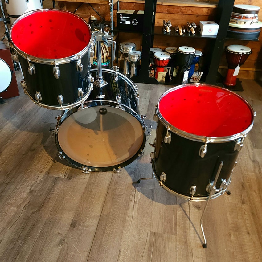 Used Ludwig Rocker 3pc Drum Set Black Wrap Finish - Fair - Drum Center Of Portsmouth