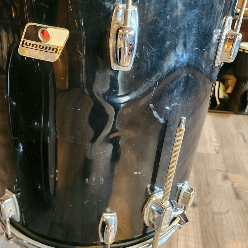 Used Ludwig Rocker 3pc Drum Set Black Wrap Finish - Fair - Drum Center Of Portsmouth