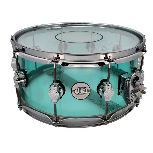 Used DW Design Acrylic Snare Drum 14x6.5 Sea Glass - Good - Drum Center Of Portsmouth