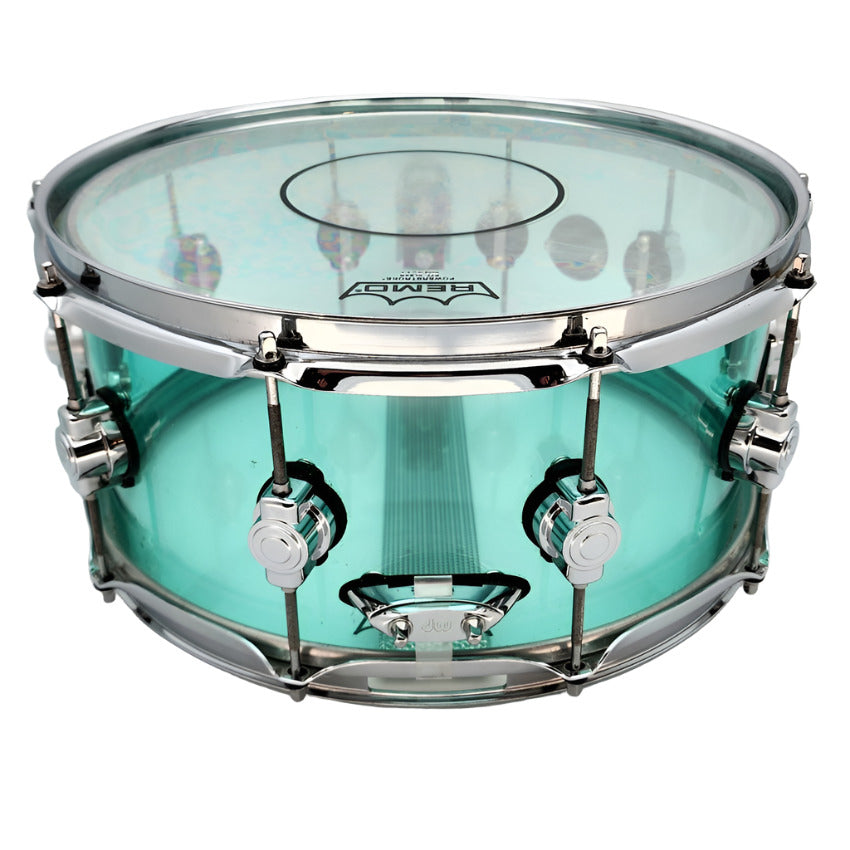 Used DW Design Acrylic Snare Drum 14x6.5 Sea Glass - Good - Drum Center Of Portsmouth