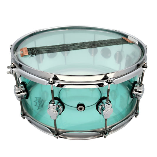 Used DW Design Acrylic Snare Drum 14x6.5 Sea Glass - Good - Drum Center Of Portsmouth