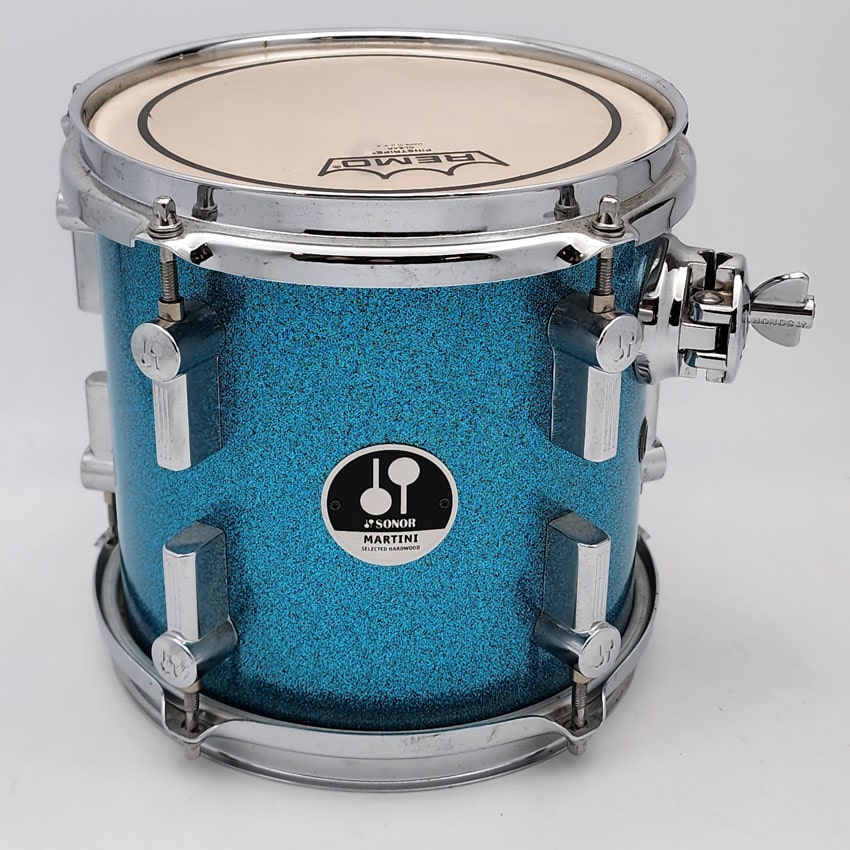 Used Sonor Martini Maple Rack Tom 8x7 Turquoise Sparkle - Good - Drum Center Of Portsmouth