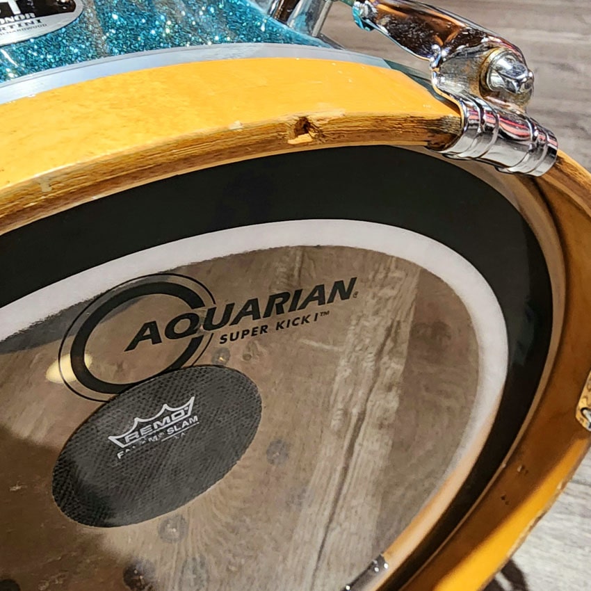 Used Sonor Martini Maple Bass Drum 14x13 Turquoise Sparkle - Good - Drum Center Of Portsmouth