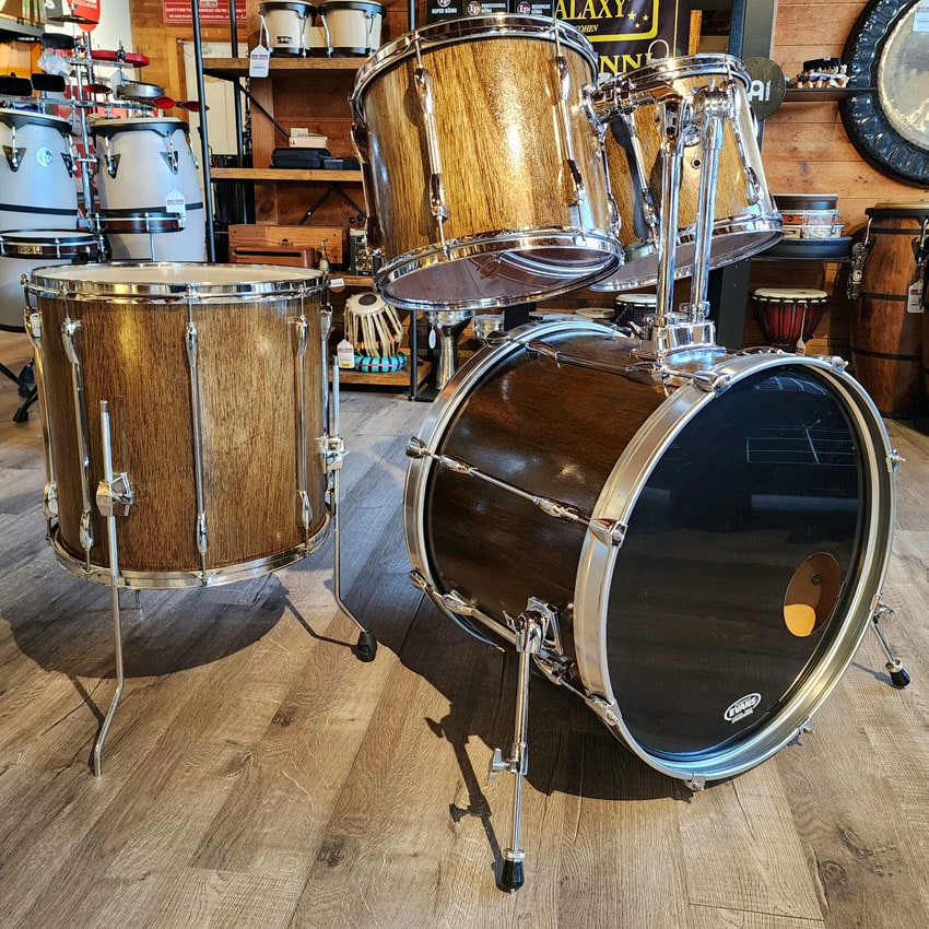 Used Pearl Export 4pc Drum Set Dark Walnut Stain (Refinished) - Good - Drum Center Of Portsmouth