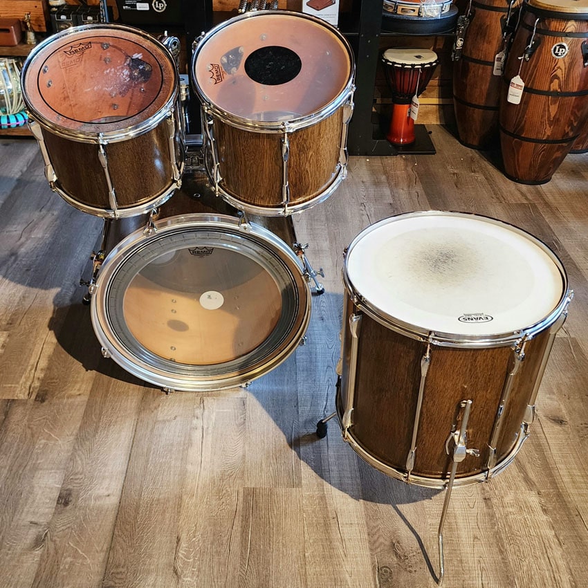 Used Pearl Export 4pc Drum Set Dark Walnut Stain (Refinished) - Good - Drum Center Of Portsmouth