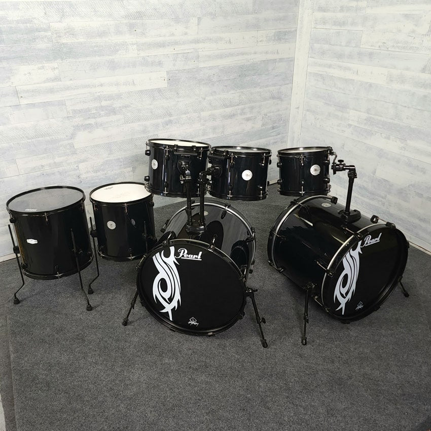 Used Pearl Export Joey Jordison 7pc Drum Set Black - Fair - Drum Center Of Portsmouth
