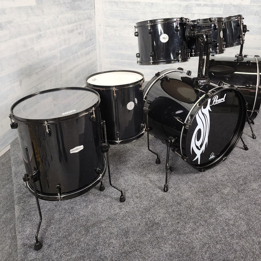 Used Pearl Export Joey Jordison 7pc Drum Set Black - Fair - Drum Center Of Portsmouth