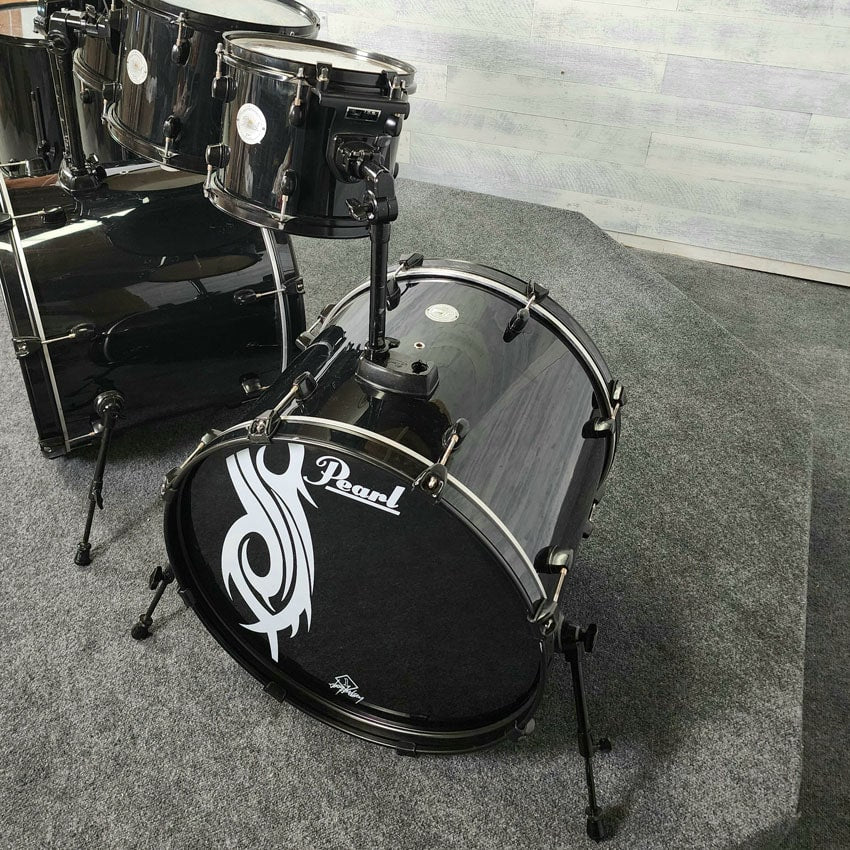 joey jordison double bass pedal Used Pearl Export Joey Jordison 7pc Drum Set Black