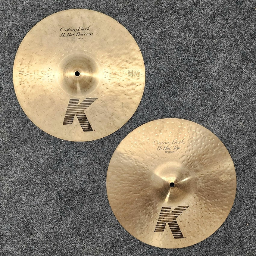 Used Zildjian K Custom Dark Hi Hat Cymbals 14" - Very Good - Drum Center Of Portsmouth
