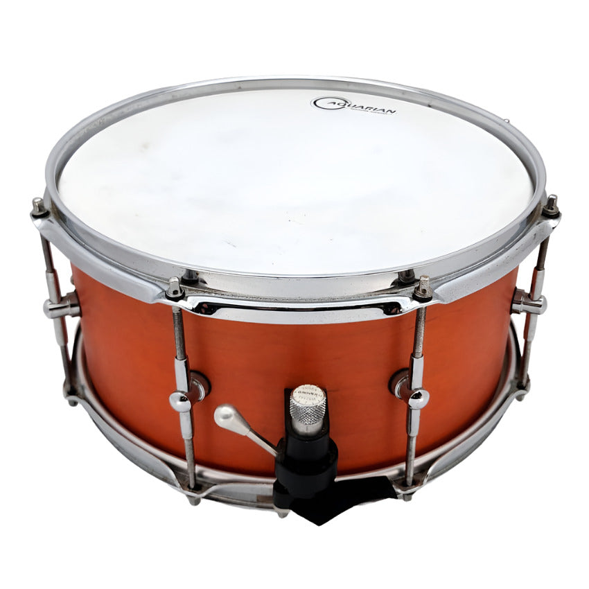 Used Chicago Custom Percussion Maple Snare Drum 13x6.5 Orange Matte - Good - Drum Center Of Portsmouth