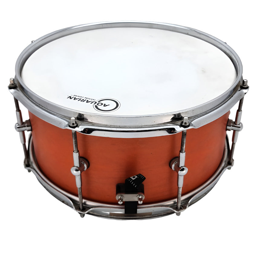 Used Chicago Custom Percussion Maple Snare Drum 13x6.5 Orange Matte - Good - Drum Center Of Portsmouth