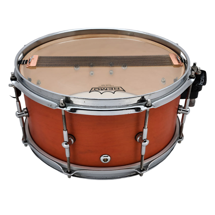 Used Chicago Custom Percussion Maple Snare Drum 13x6.5 Orange Matte - Good - Drum Center Of Portsmouth