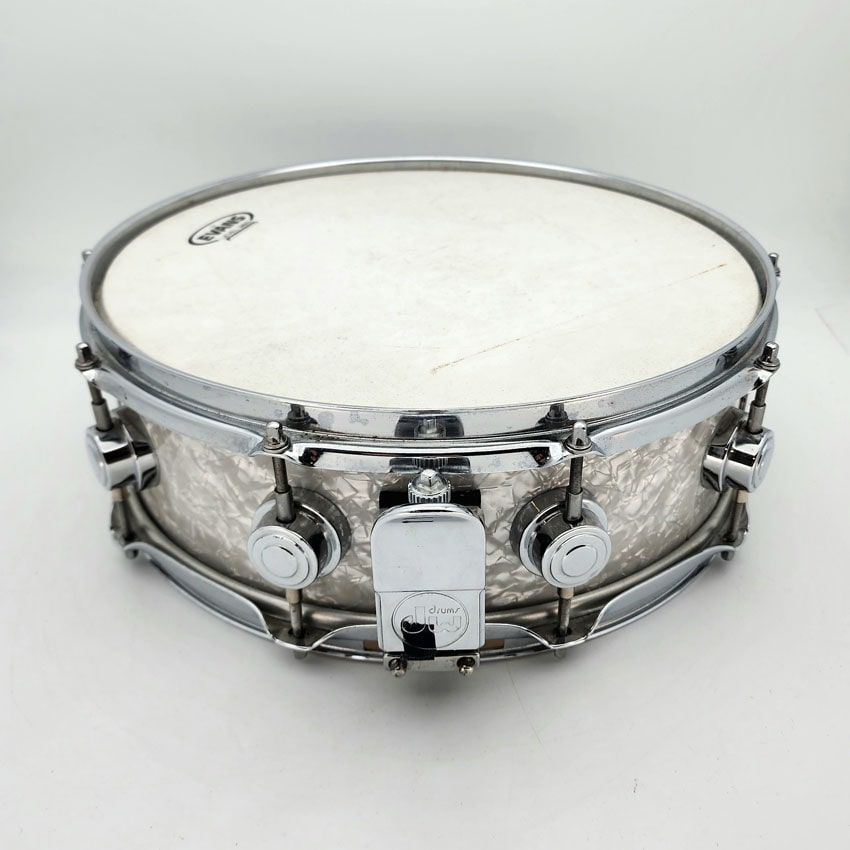Used DW Collectors Maple Snare Drum 14x5.5 White Marine Pearl - Good - Drum Center Of Portsmouth