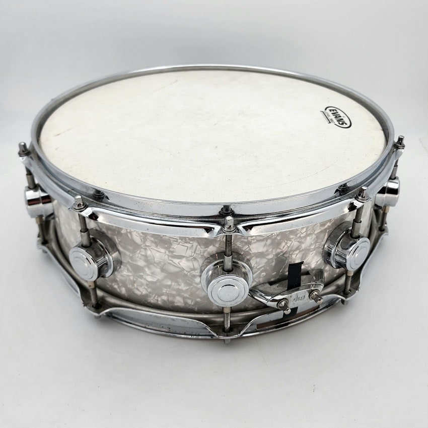 Used DW Collectors Maple Snare Drum 14x5.5 White Marine Pearl - Good - Drum Center Of Portsmouth