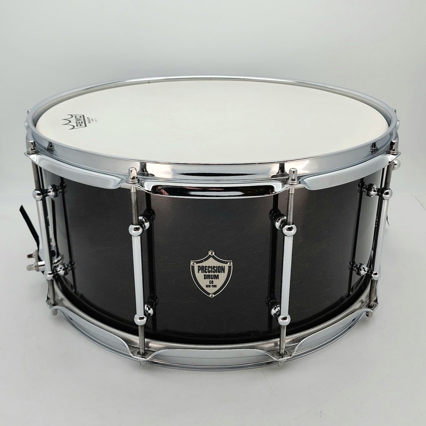 Used Precision Drum Co Snare Drum 15x7 Transparent Black - Very Good - Drum Center Of Portsmouth