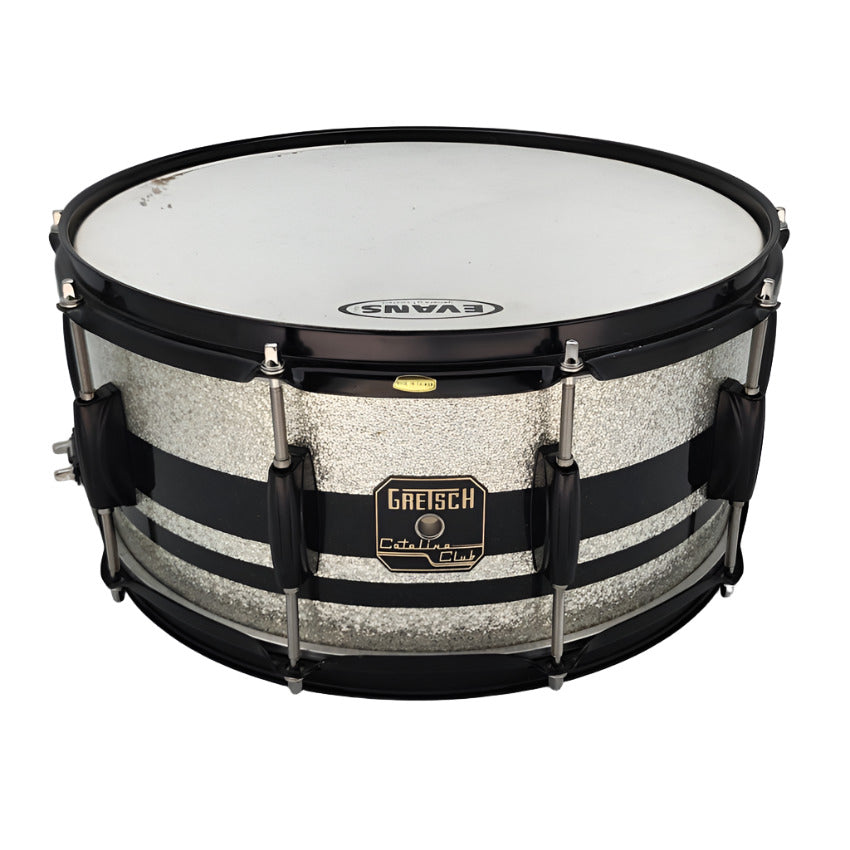 Used Gretsch Catalina Club Snare Drum 14x6.5 Silver Sparkle/Black - Good - Drum Center Of Portsmouth