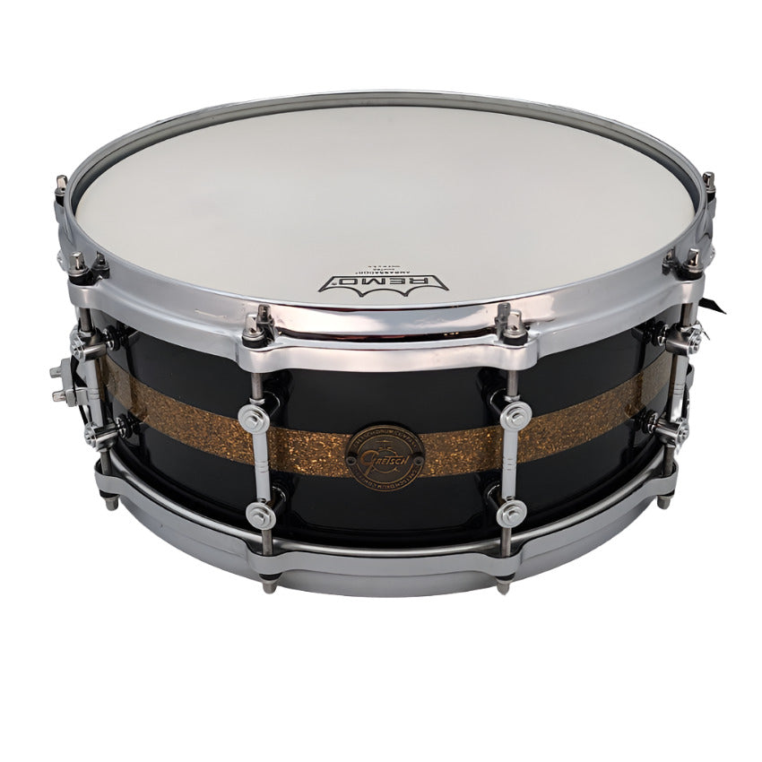 Used Gretsch Gold Series Snare Drum 14x5.5 Black/Gold Sparkle - Very Good - Drum Center Of Portsmouth