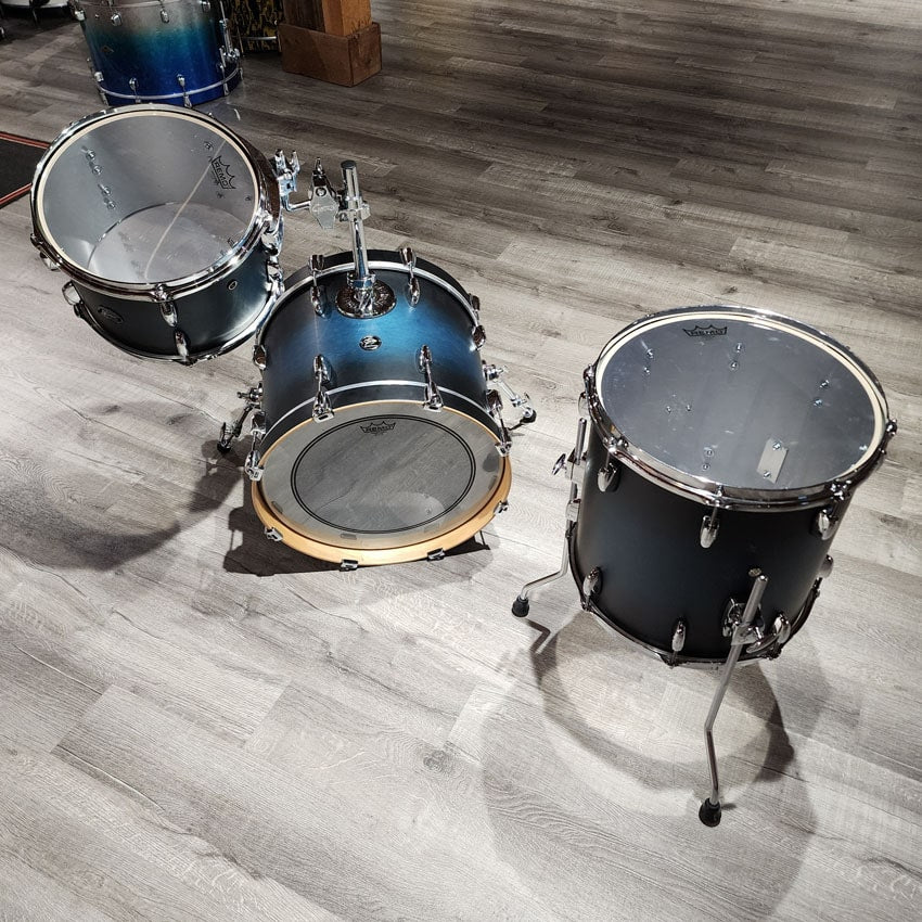 Used Gretsch Renown Maple 3pc Drum Set Satin Antique Blue Burst - Very Good - Drum Center Of Portsmouth