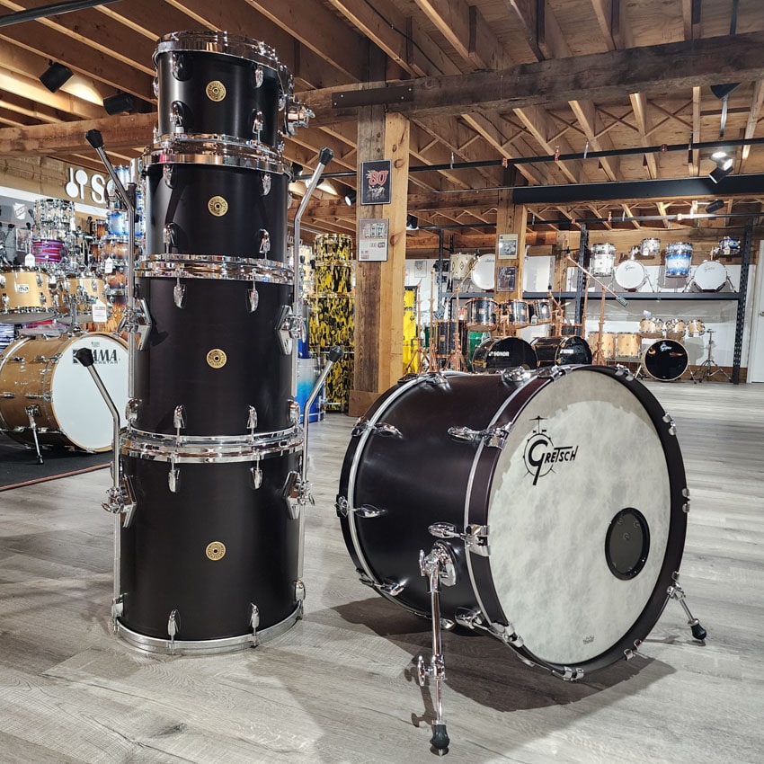 Used Gretsch USA Custom 5pc Drum Set Satin Dark Walnut - Excellent - Drum Center Of Portsmouth