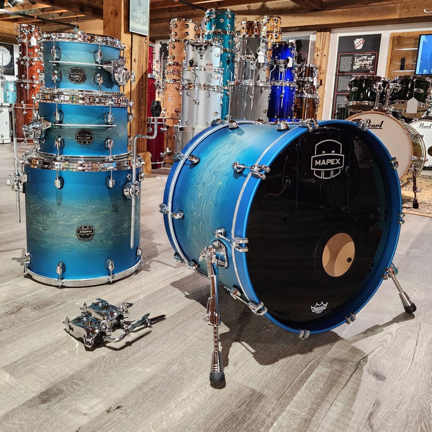 Used Mapex Saturn Evolution Hybrid 4pc Drum Set Exotic Azure Burst - Drum Center Of Portsmouth