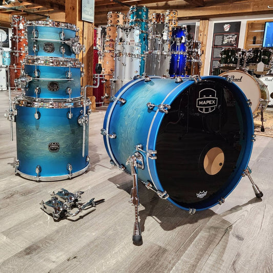 Used Mapex Saturn Evolution Hybrid 4pc Drum Set Exotic Azure Burst - Drum Center Of Portsmouth