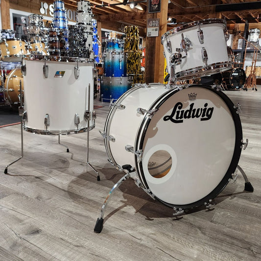 Used Vintage Ludwig 3pc Drum Set White Cortex - Very Good - Drum Center Of Portsmouth